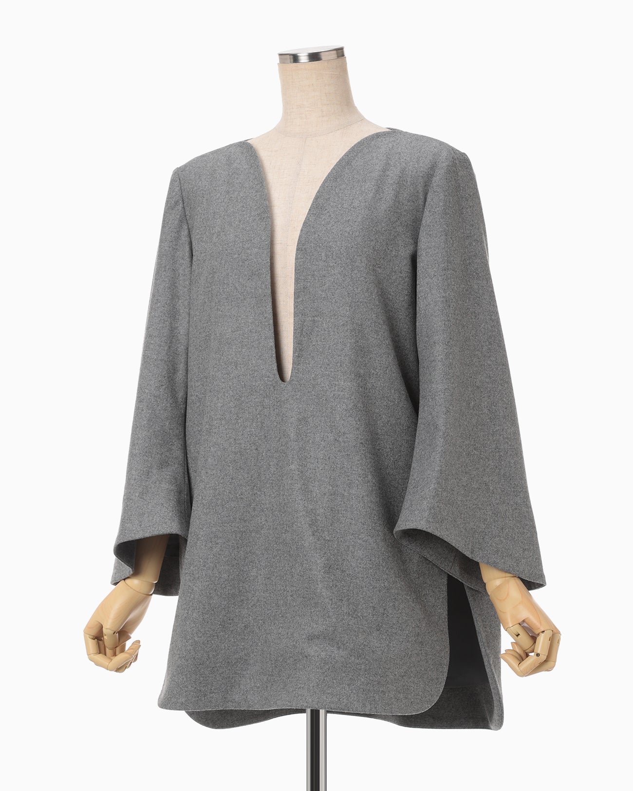 Wool Flannel Plunge Top - grey