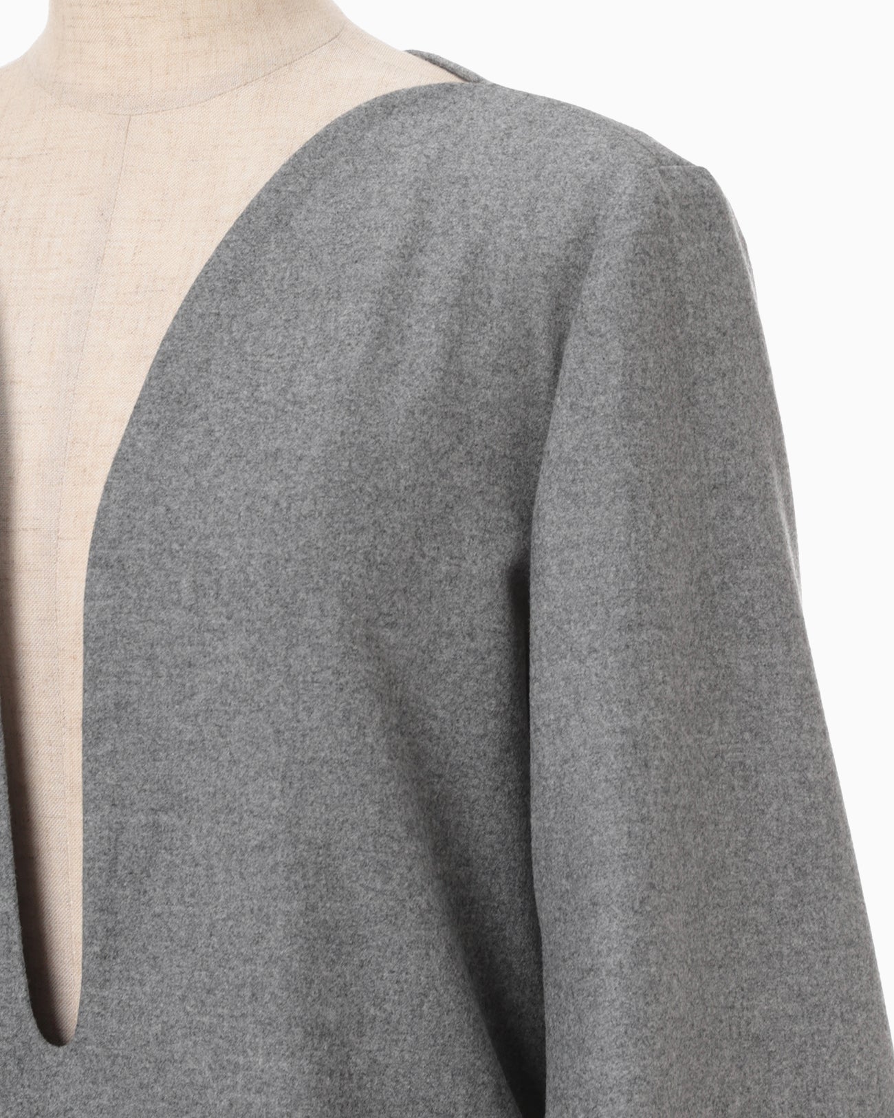Wool Flannel Plunge Top - grey