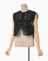 Cord Embroidery Vest - black