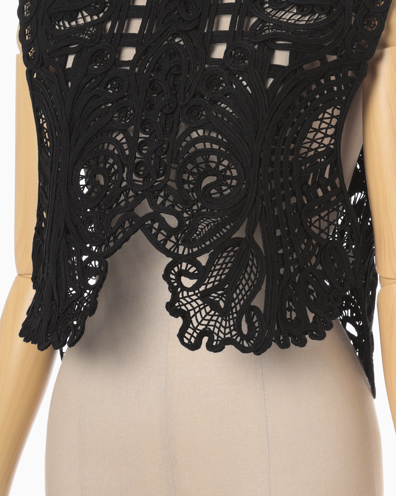 Cord Embroidery Vest - black