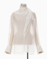 Sheer Draped Blouse - white