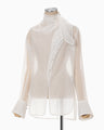 Sheer Draped Blouse - white