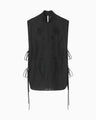 Sheer Embroidery Vest - black