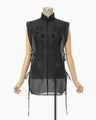 Sheer Embroidery Vest - black
