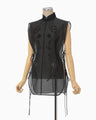 Sheer Embroidery Vest - black