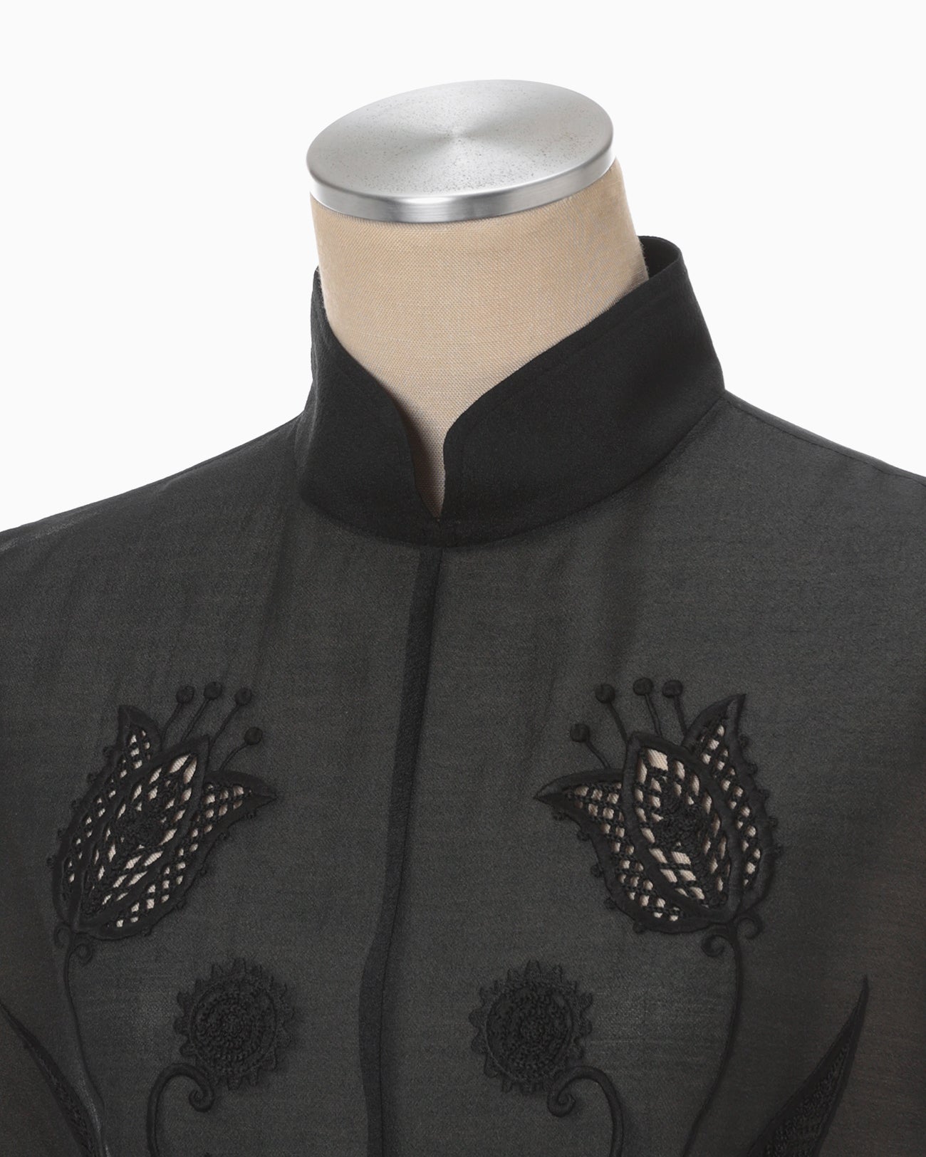 Sheer Embroidery Vest - black
