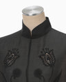 Sheer Embroidery Vest - black