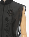 Sheer Embroidery Vest - black