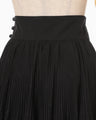 Floral Jacquard Cotton Pleated Skirt - black