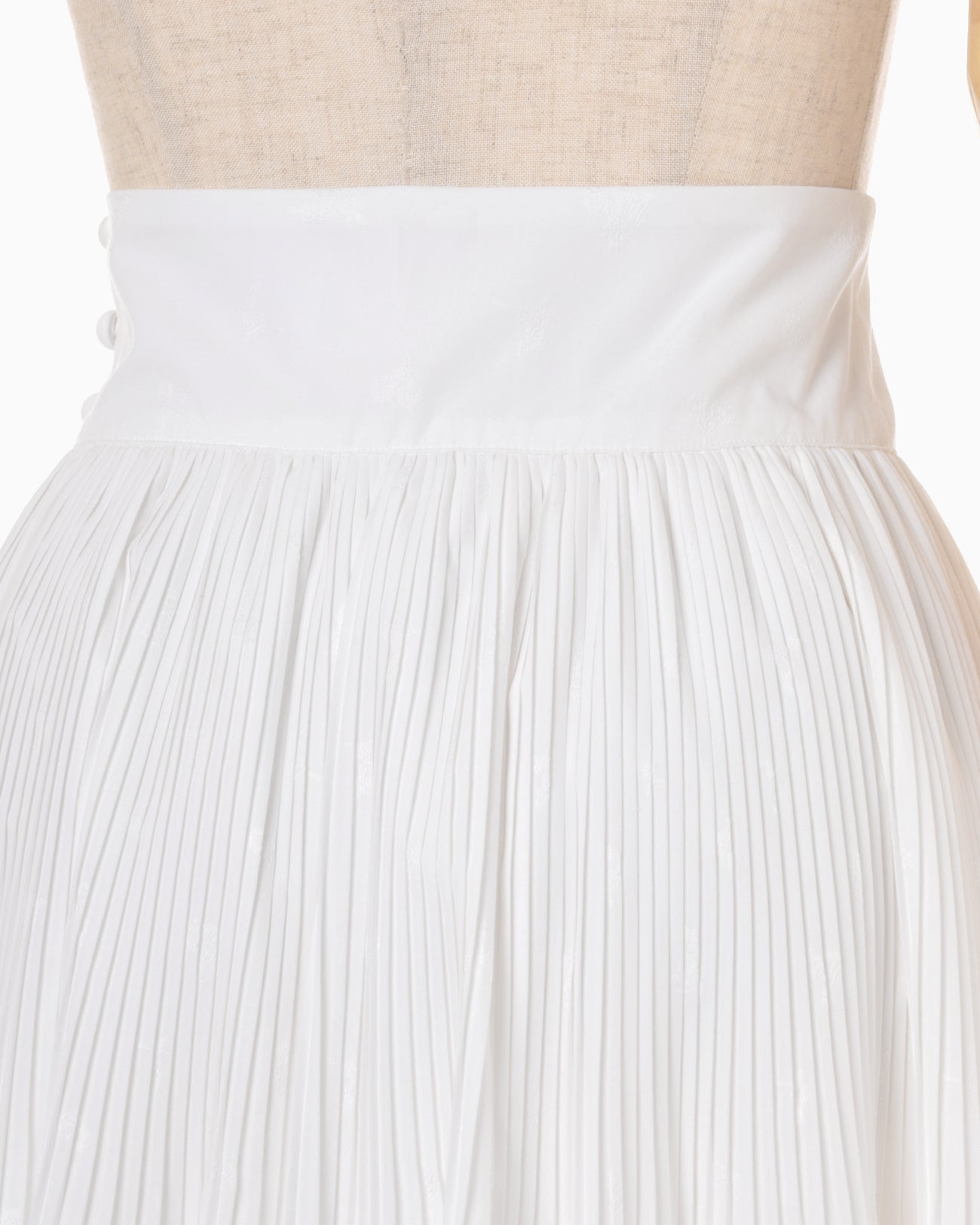 Floral Jacquard Cotton Pleated Skirt - white