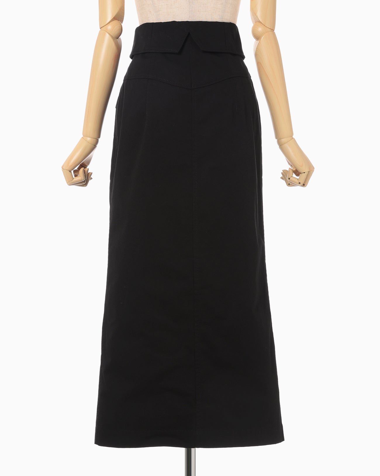 Organic Cotton Twill Fold-Over Waisted Skirt - black