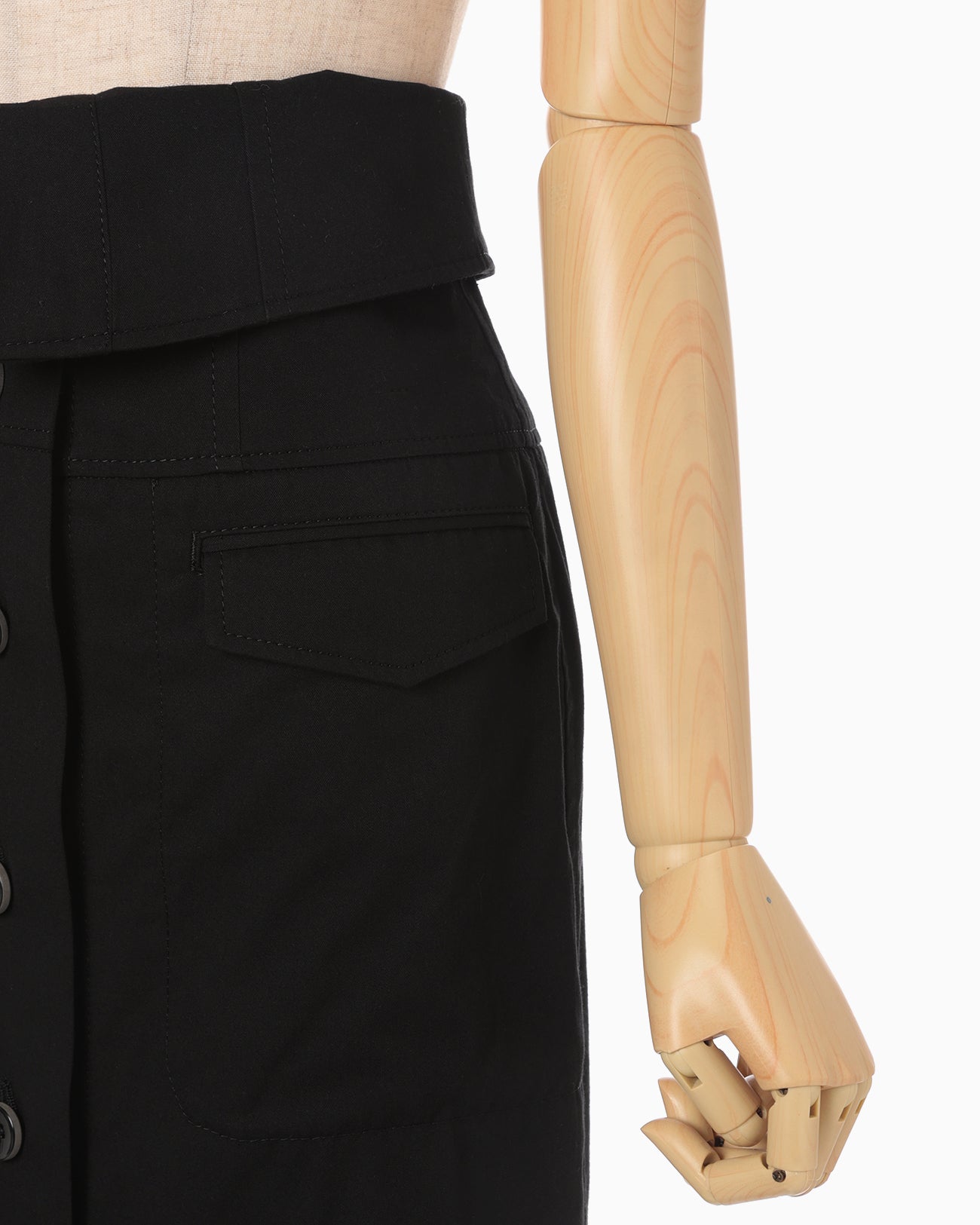 Organic Cotton Twill Fold-Over Waisted Skirt - black