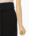 Organic Cotton Twill Fold-Over Waisted Skirt - black