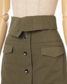 Organic Cotton Twill Fold-Over Waisted Skirt - khaki