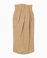 Floral Jacquard Tucked Waist Skirt - beige