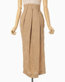 Floral Jacquard Tucked Waist Skirt - beige