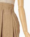 Floral Jacquard Tucked Waist Skirt - beige