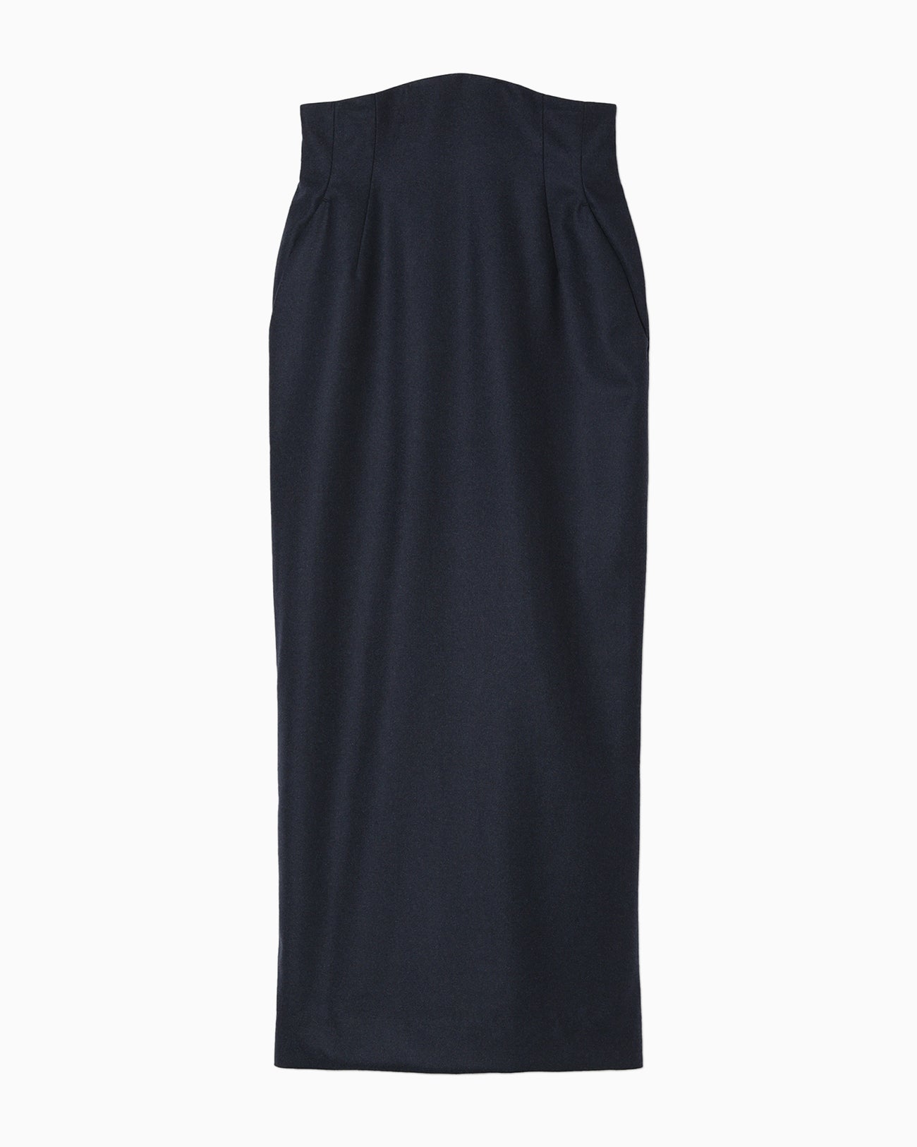 Wool Flannel I-Line Skirt - navy
