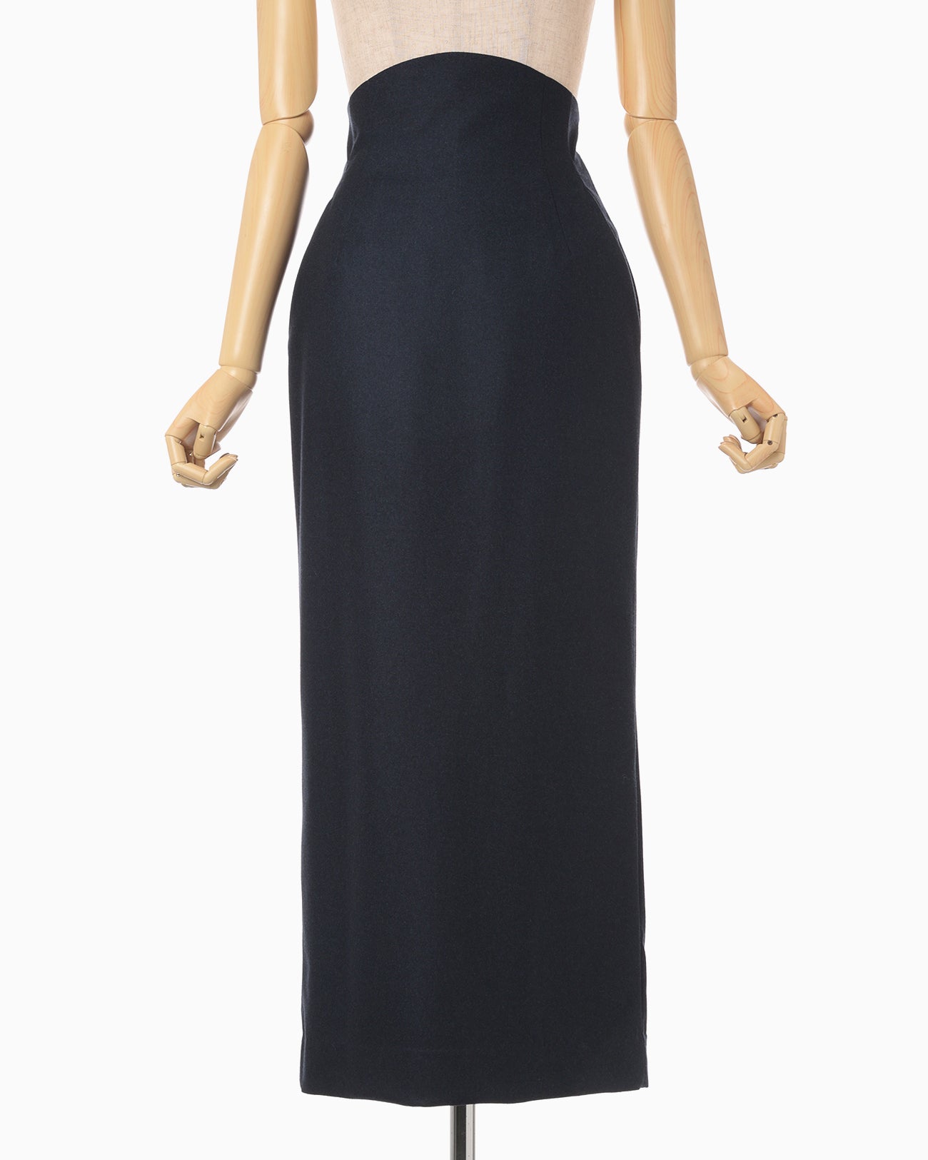 Wool Flannel I-Line Skirt - navy