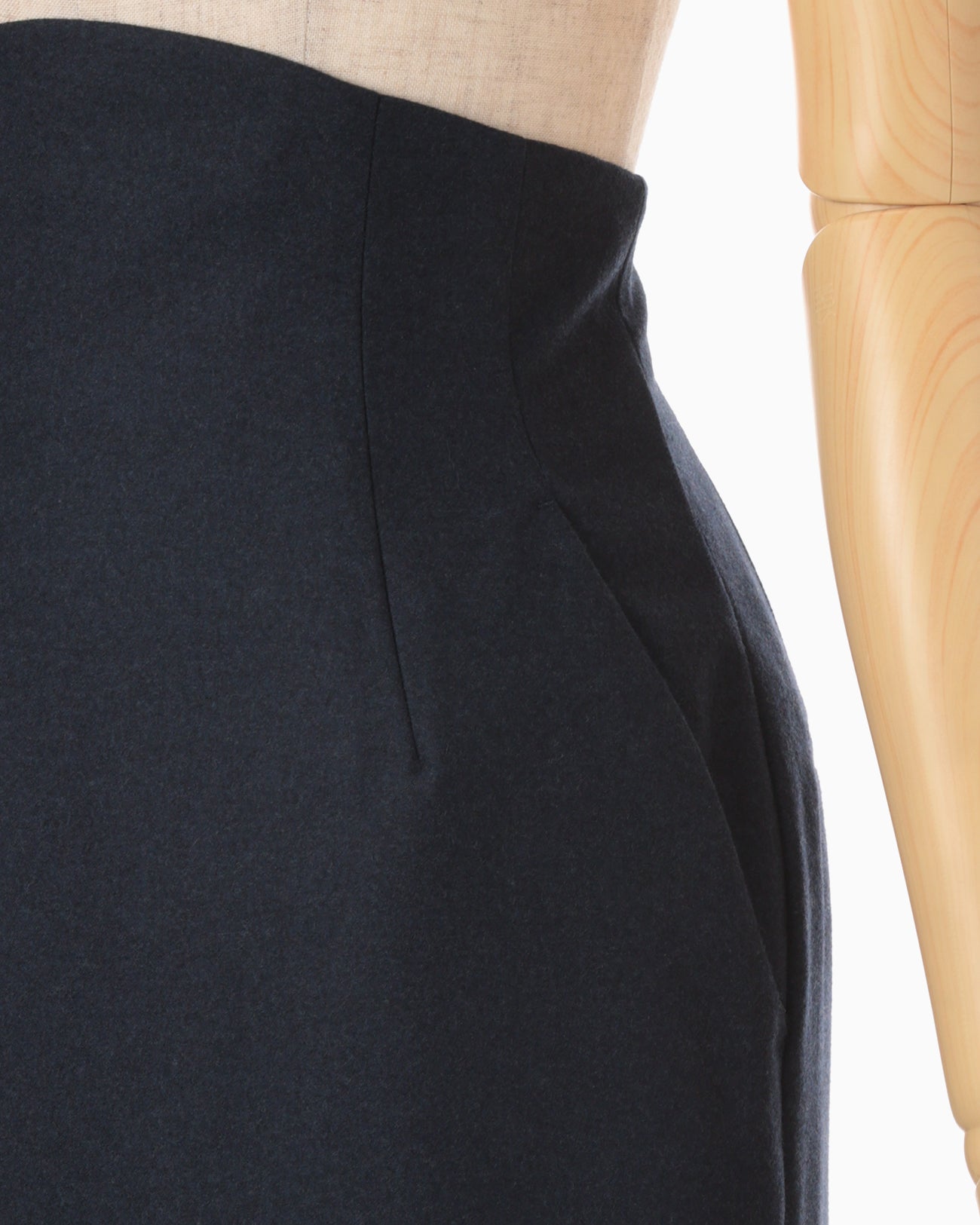 Wool Flannel I-Line Skirt - navy