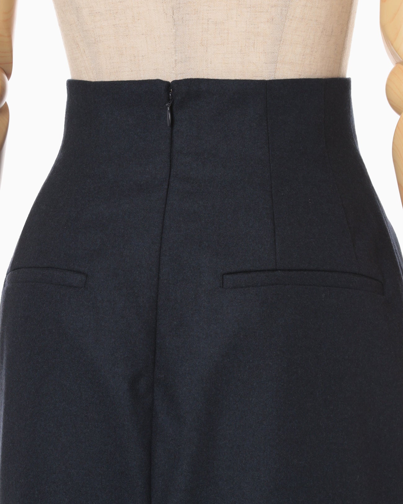 Wool Flannel I-Line Skirt - navy