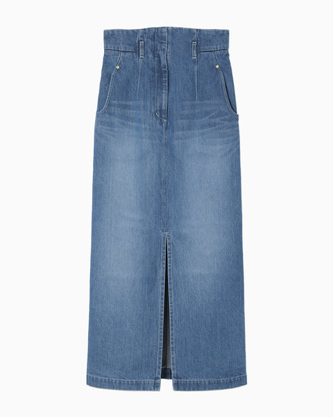 A-Line Denim Skirt - blue