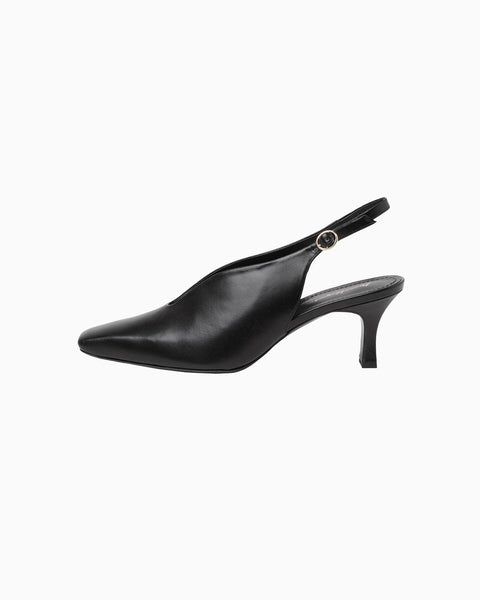 Curved Line Sling Back Heels - black