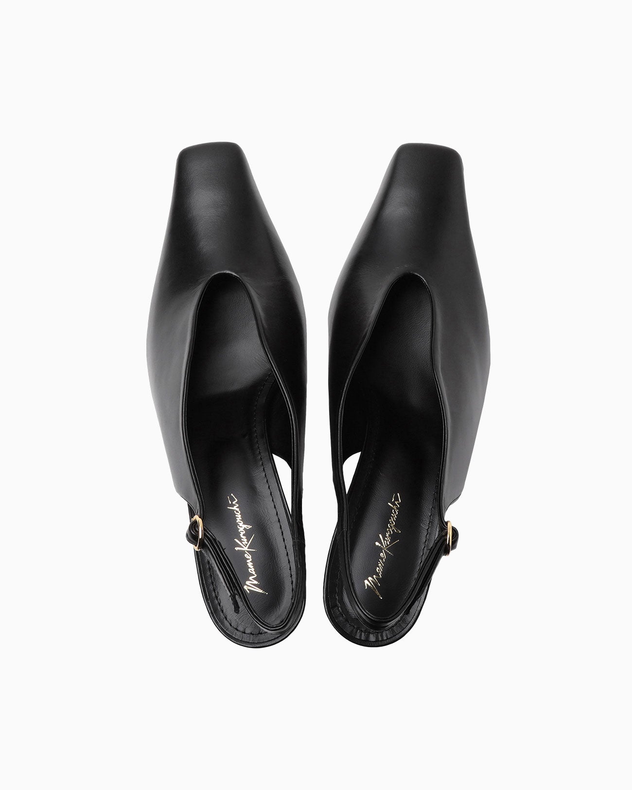 Curved Line Sling Back Heels - black