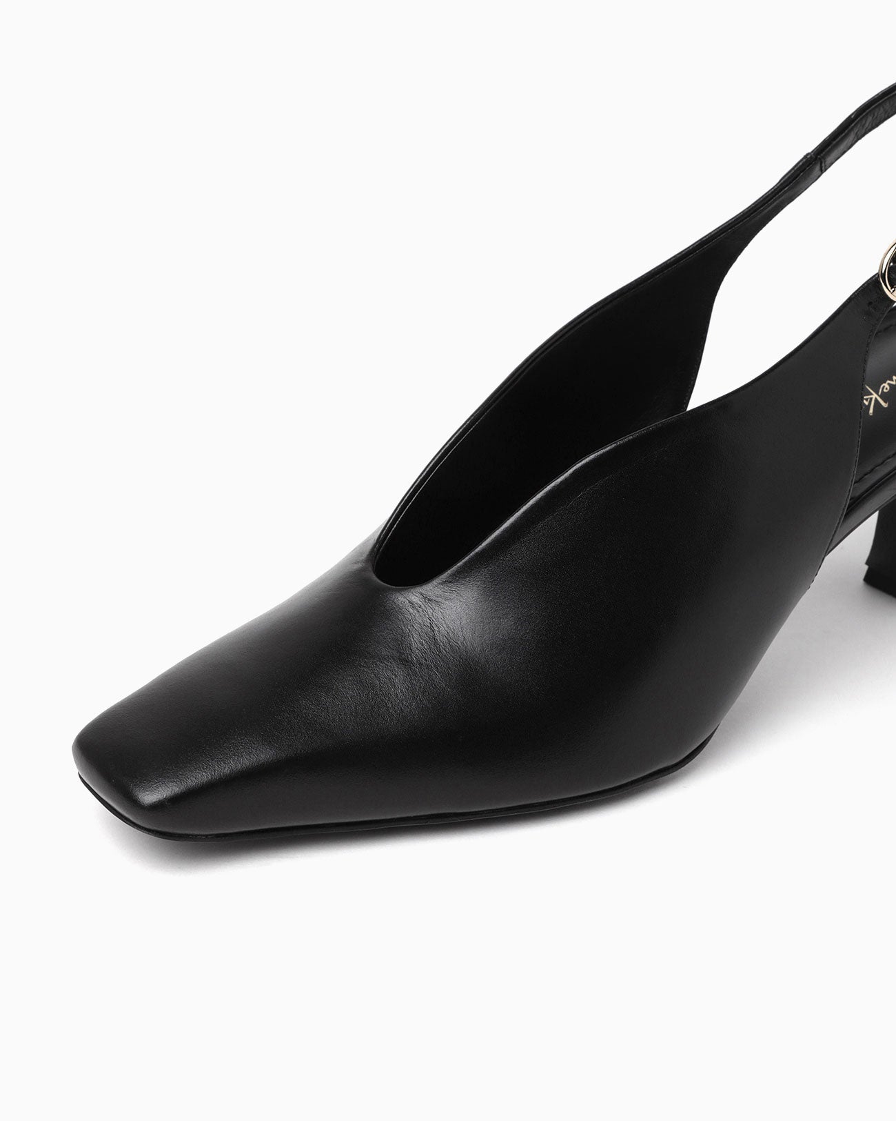 Curved Line Sling Back Heels - black