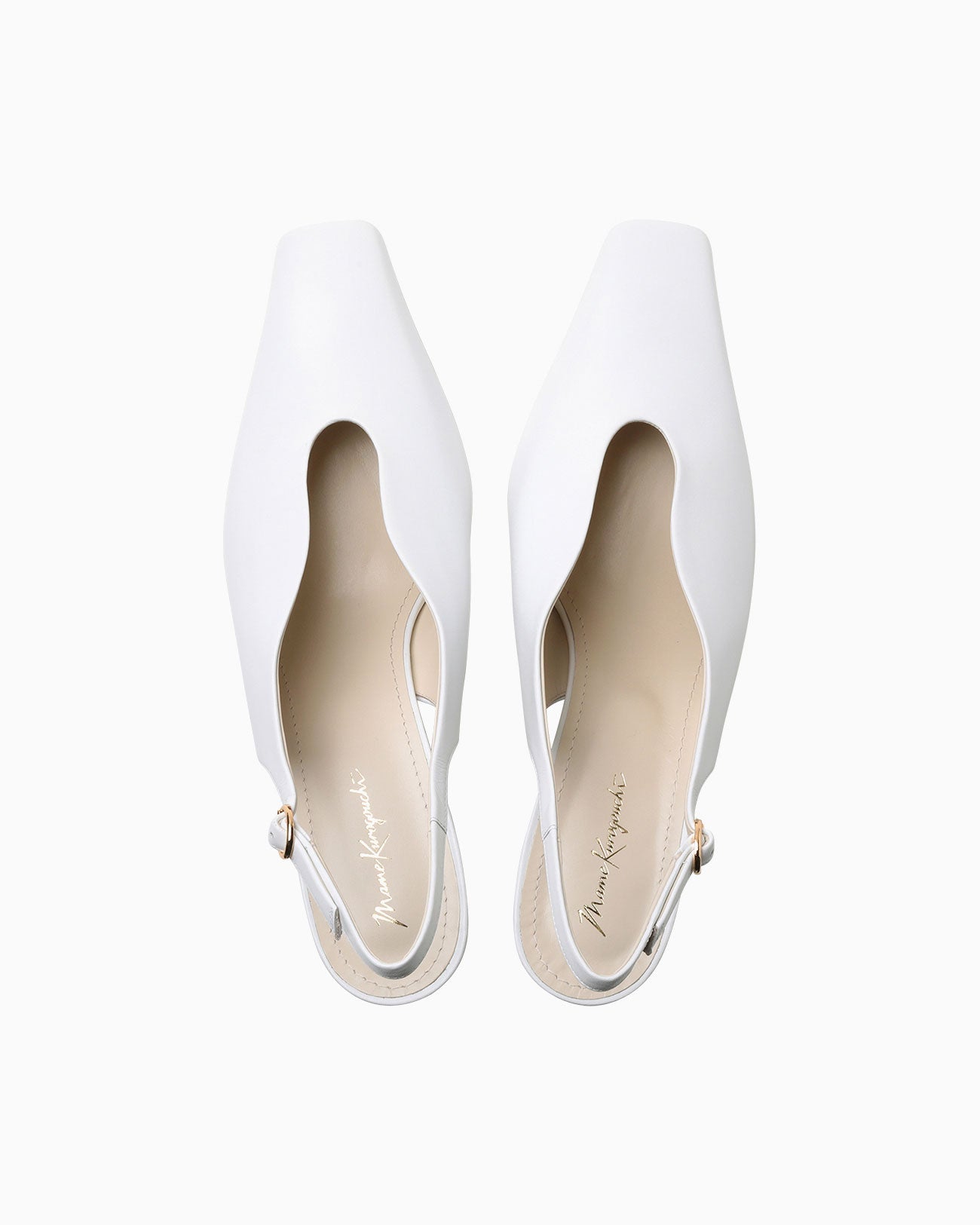 Curved Line Sling Back Heels - white