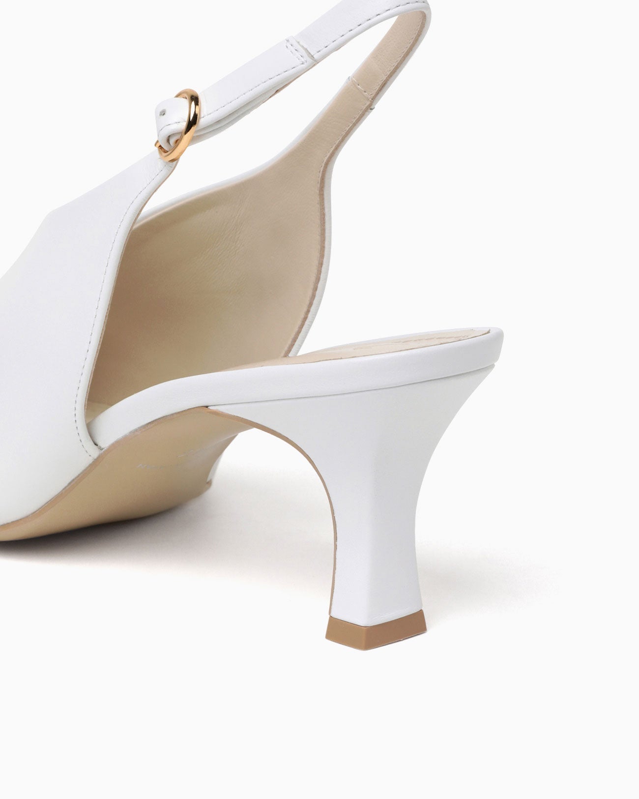 Curved Line Sling Back Heels - white