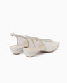 Cording Embroidery Sling Back Heels - white