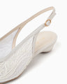 Cording Embroidery Sling Back Heels - white