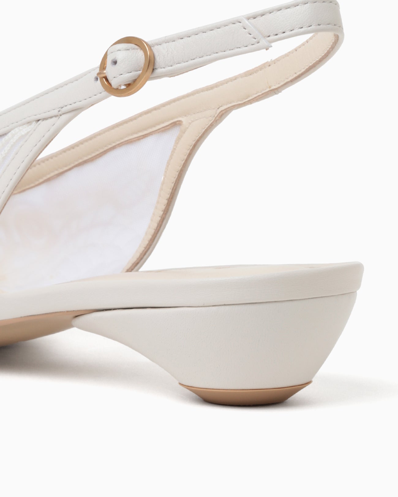 Cording Embroidery Sling Back Heels - white