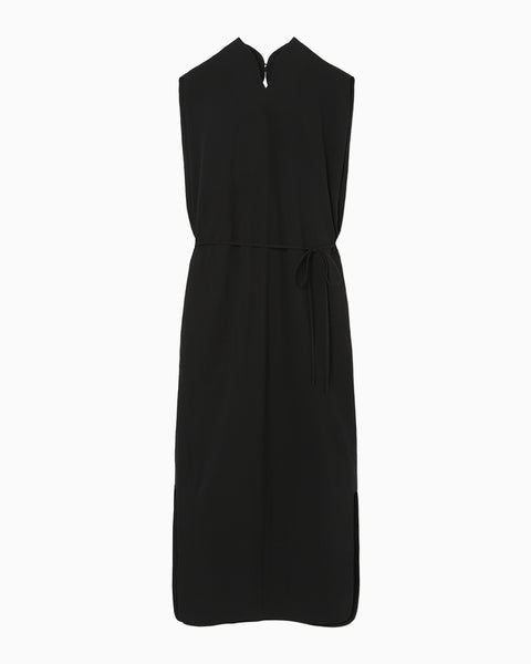 Crepe Cotton Sleeveless Dress - black