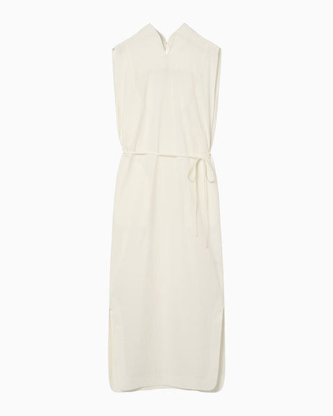 Crepe Cotton Sleeveless Dress - white