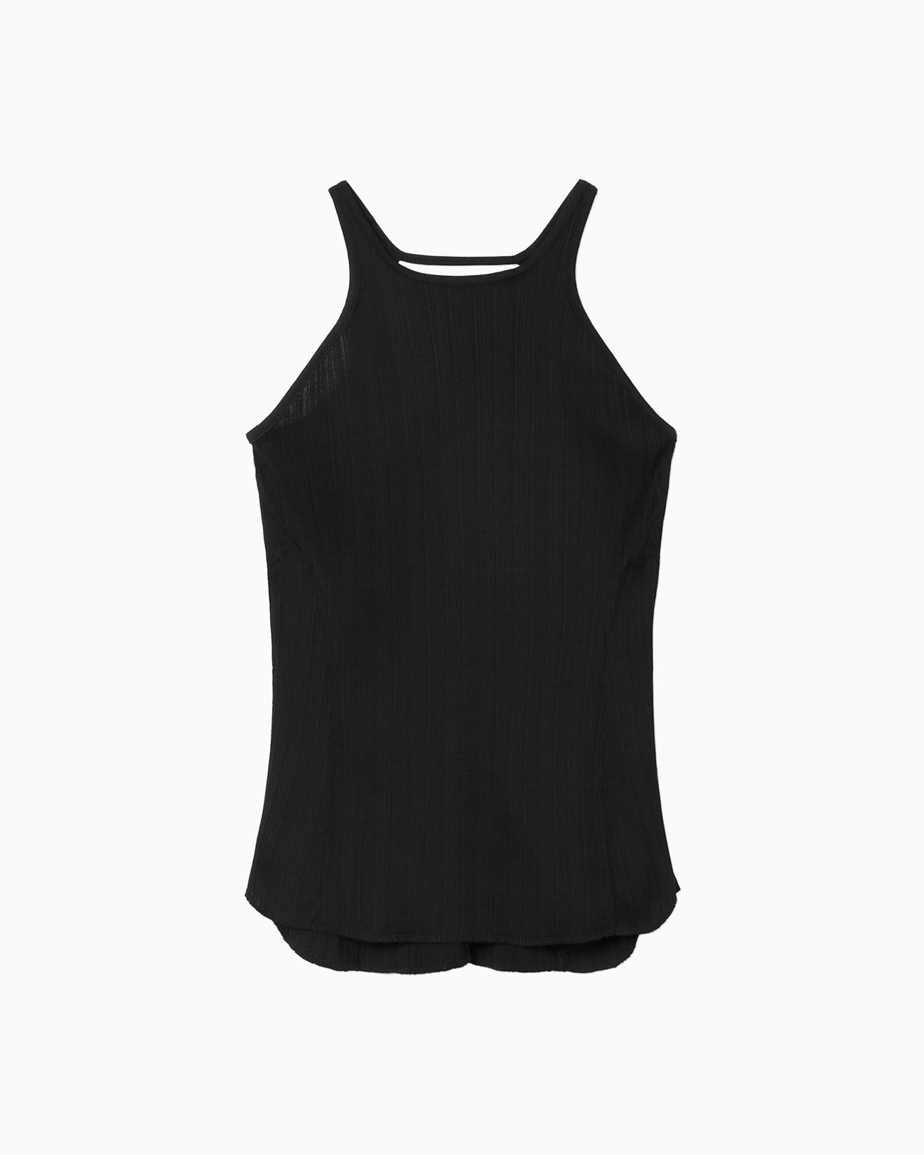 Random Ribbed Cotton Sleeveless Top - black