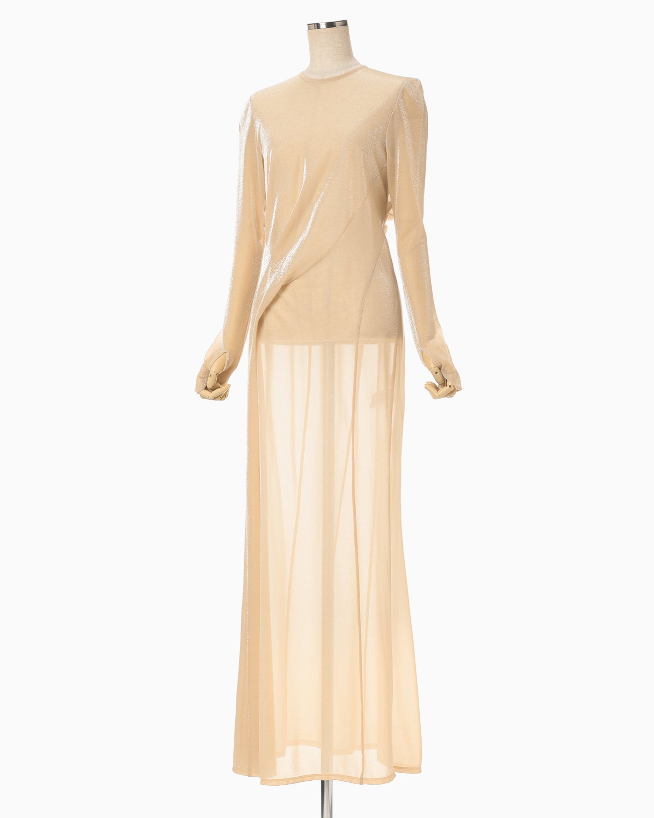 Lamé Jersey Classic Sheer Dress - beige - Mame Kurogouchi