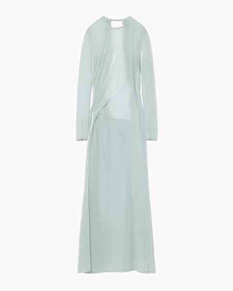 Lamé Jersey Classic Sheer Dress - mint green