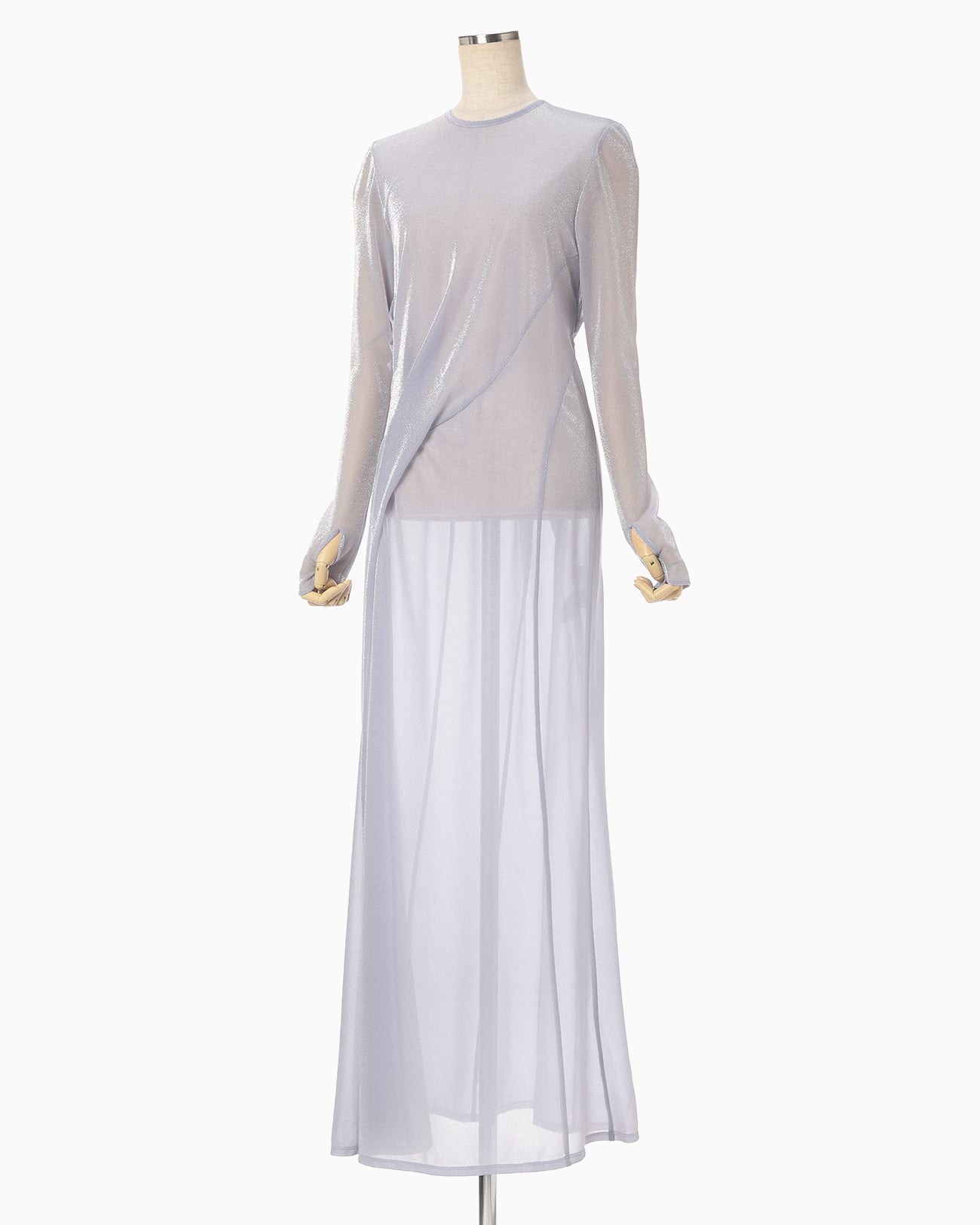 Lamé Jersey Classic Sheer Dress - purple - Mame Kurogouchi