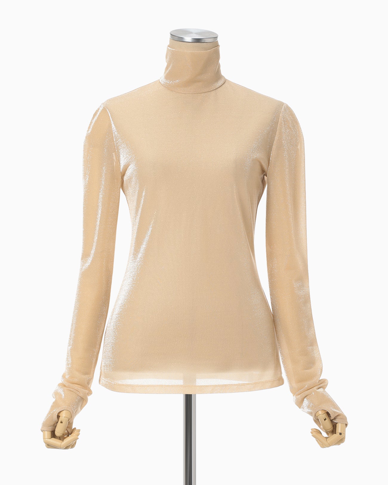 マメLamé Jersey High Neck Sheer Top Mame Kurogouchi】Lamé Jersey High Neck Sheer Top - purple