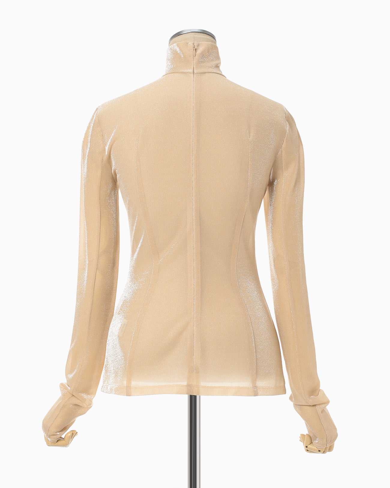 Lamé Jersey High Neck Sheer Top - beige - Mame Kurogouchi