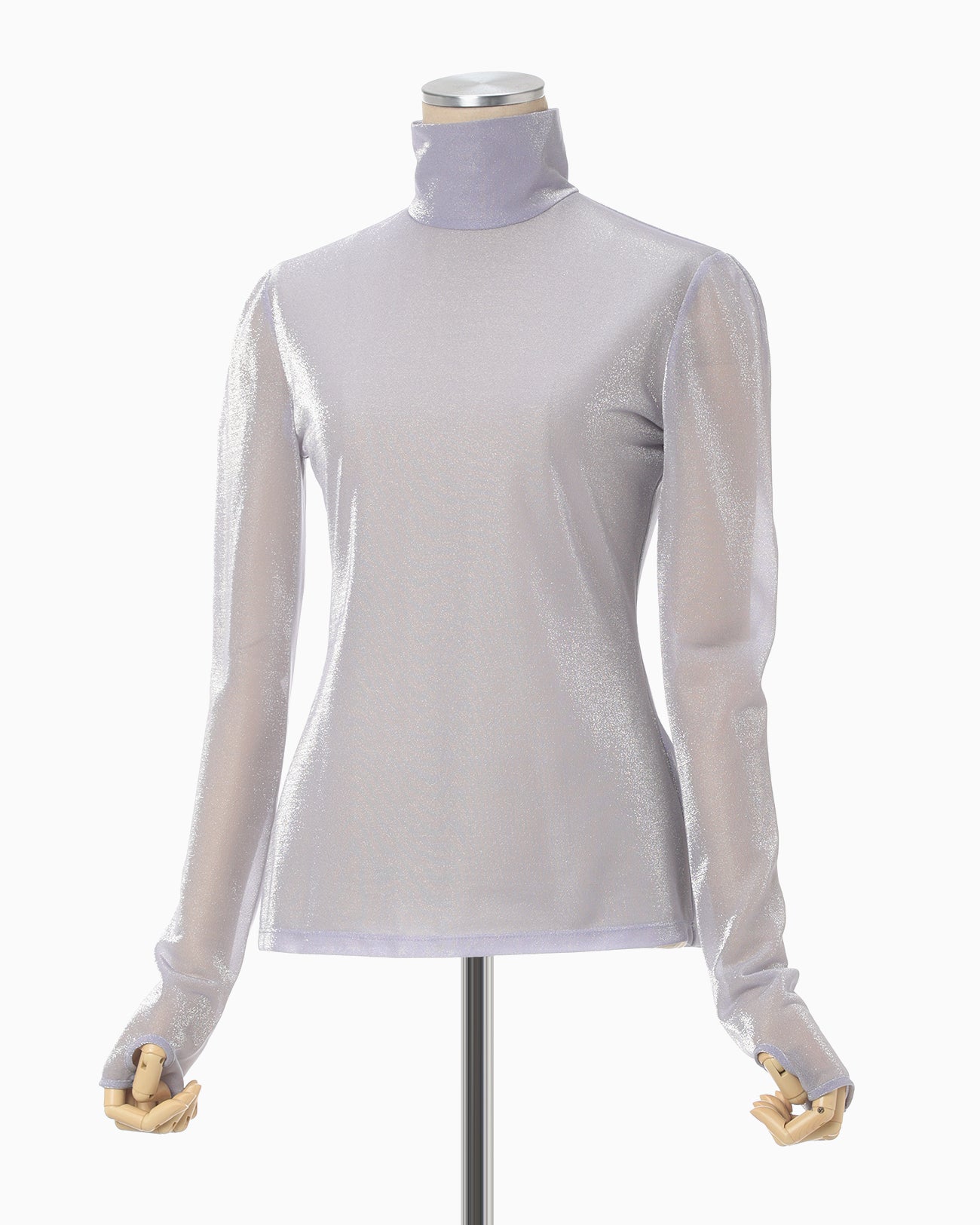 Lamé Jersey High Neck Sheer Top - purple - Mame Kurogouchi