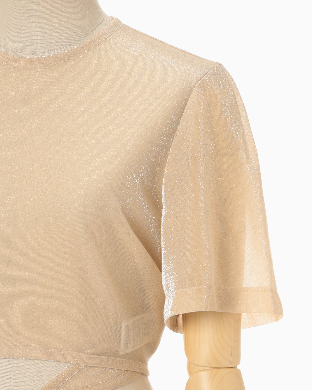 Lamé Jersey Cropped Sheer Top - beige - Mame Kurogouchi 
