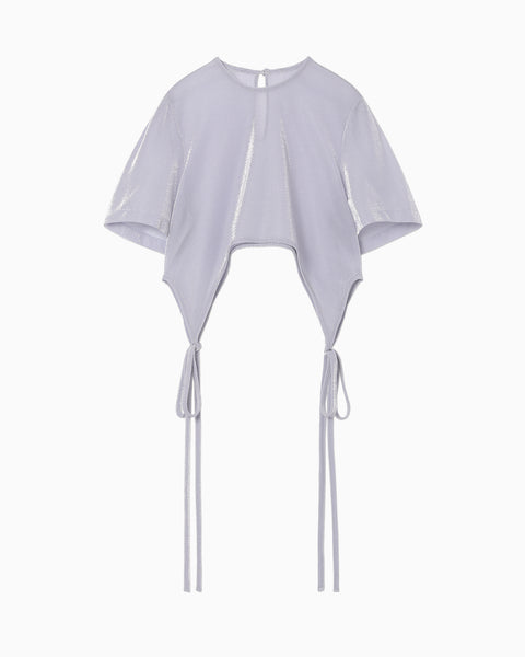Lamé Jersey Cropped Sheer Top - purple