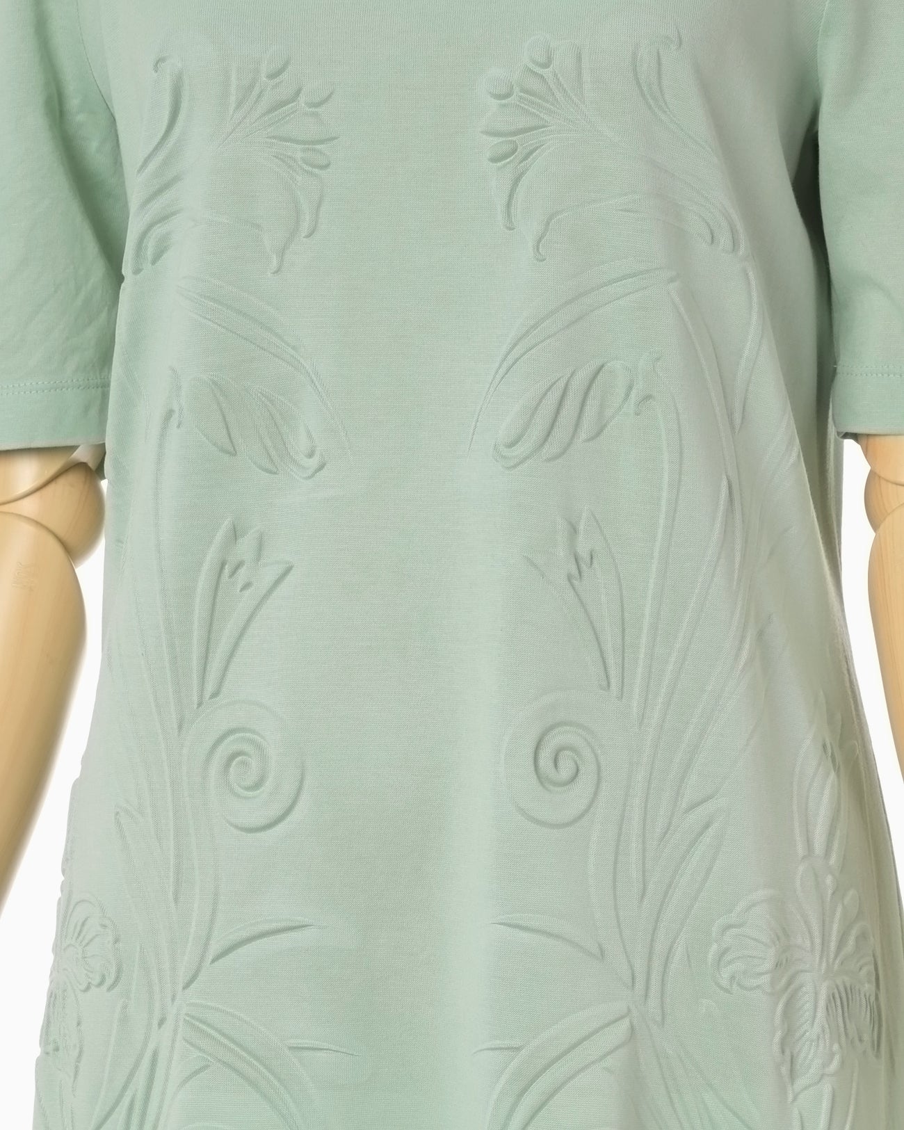 Floral Embossed Cotton Jersey A-Line Dress - mint green