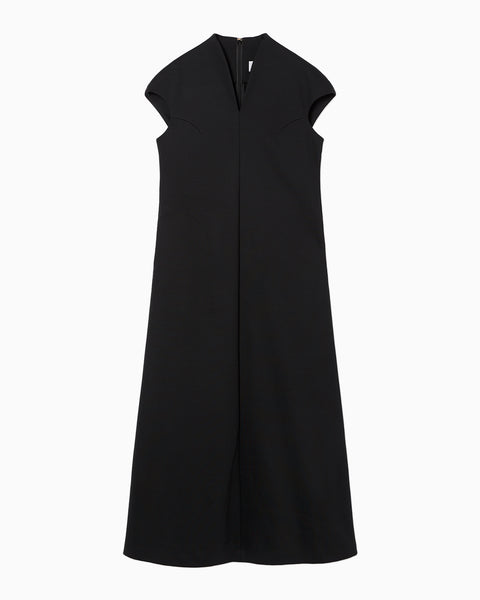 Double Jersey Cap Sleeve Dress - black