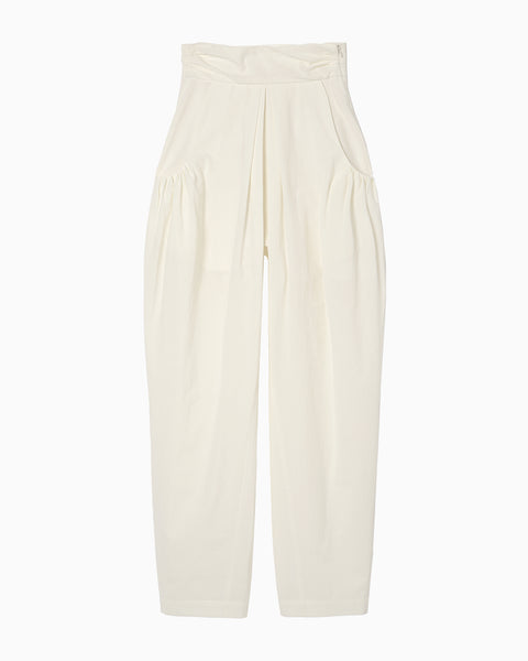 Crepe Cotton Tapered Trousers - white