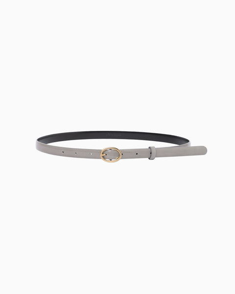 Cow Hide Leather Narrow Belt - grey