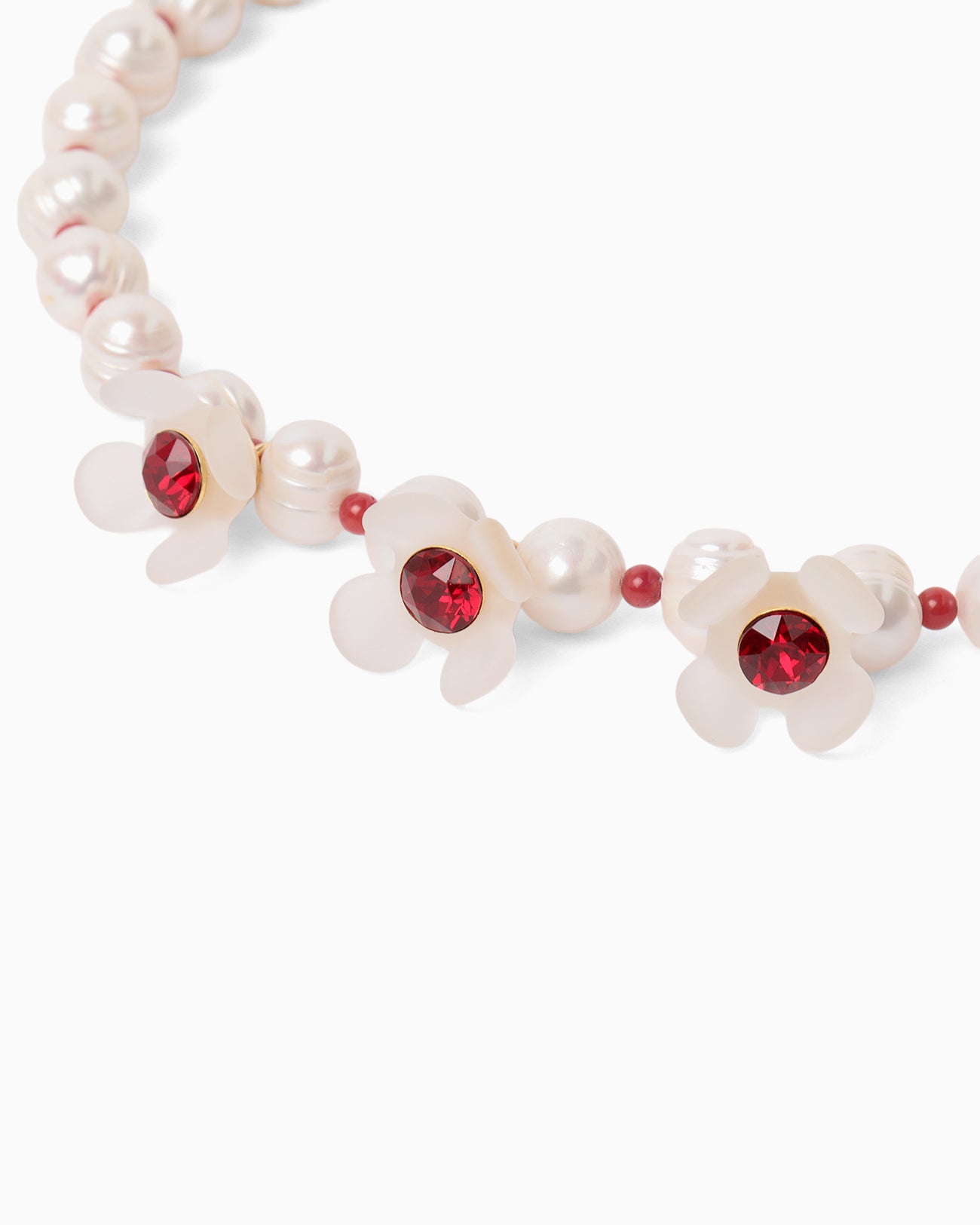 Organic motif Glass Necklace - white